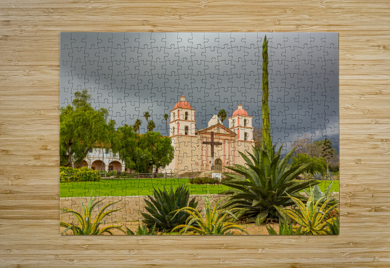 Cloudy stormy day at Santa Barbara Mission Steve Heap Puzzle printing