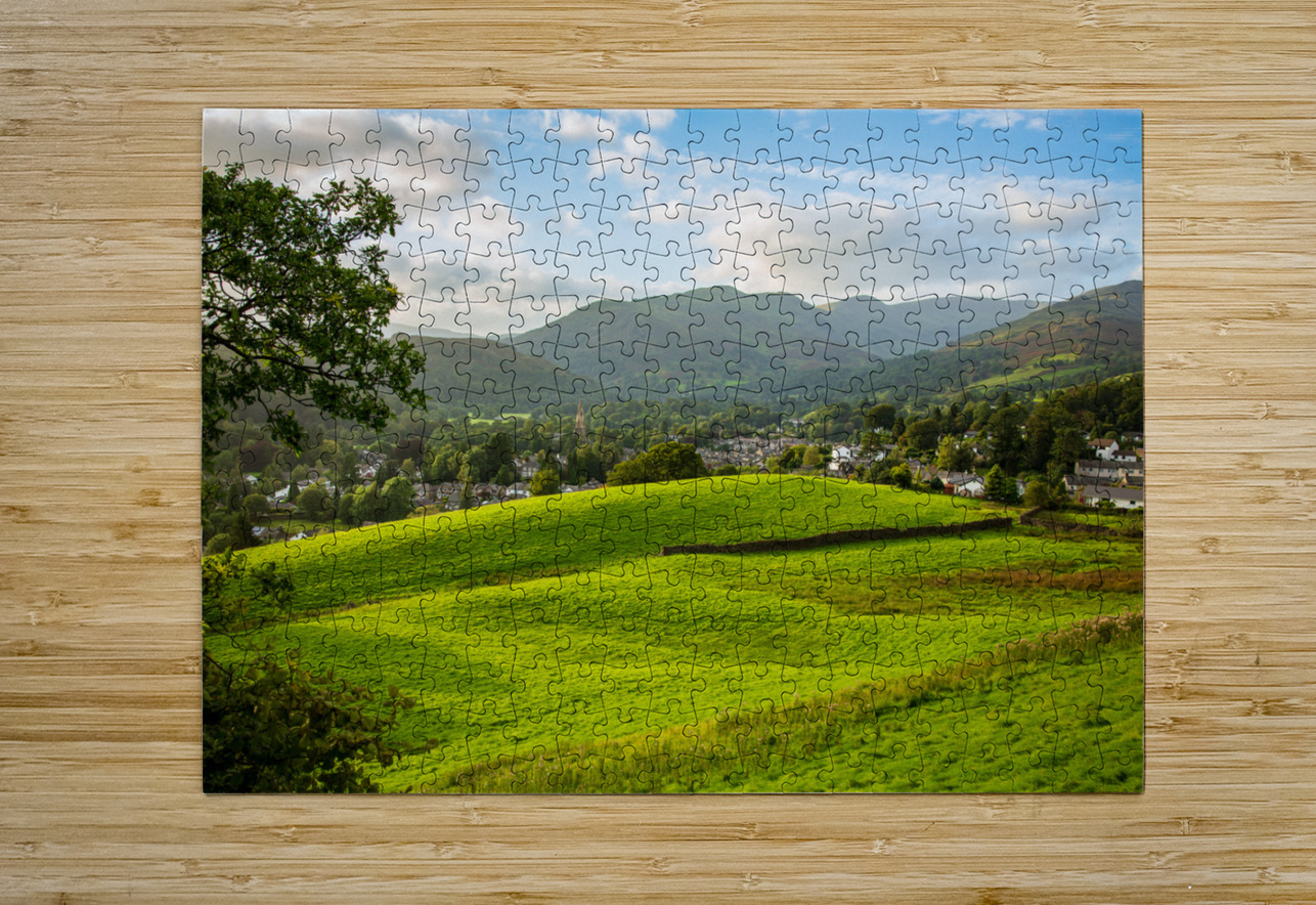 View over fields to Ambleside Lake District Steve Heap Puzzle printing