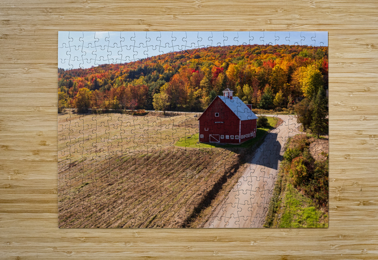 Grandview Farm barn with fall colors in Vermont Steve Heap Puzzle printing