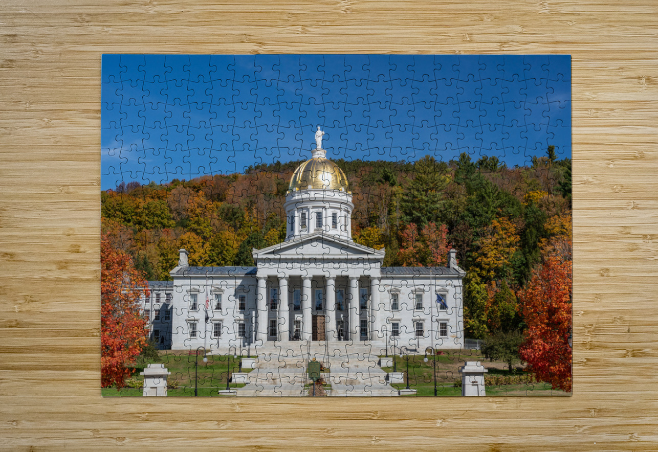Gold dome of Vermont State House in Montpelier Steve Heap Puzzle printing