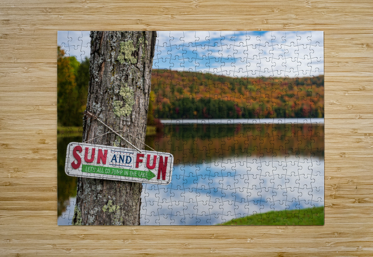 Sun and Fun swimming sign by Silver Lake Vermont Steve Heap Puzzle printing