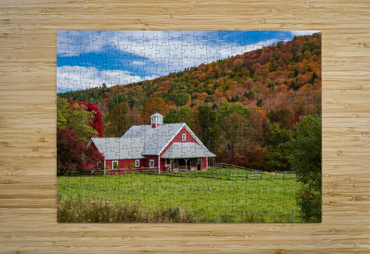 Traditional red Vermont barn with fall colors Steve Heap Puzzle printing
