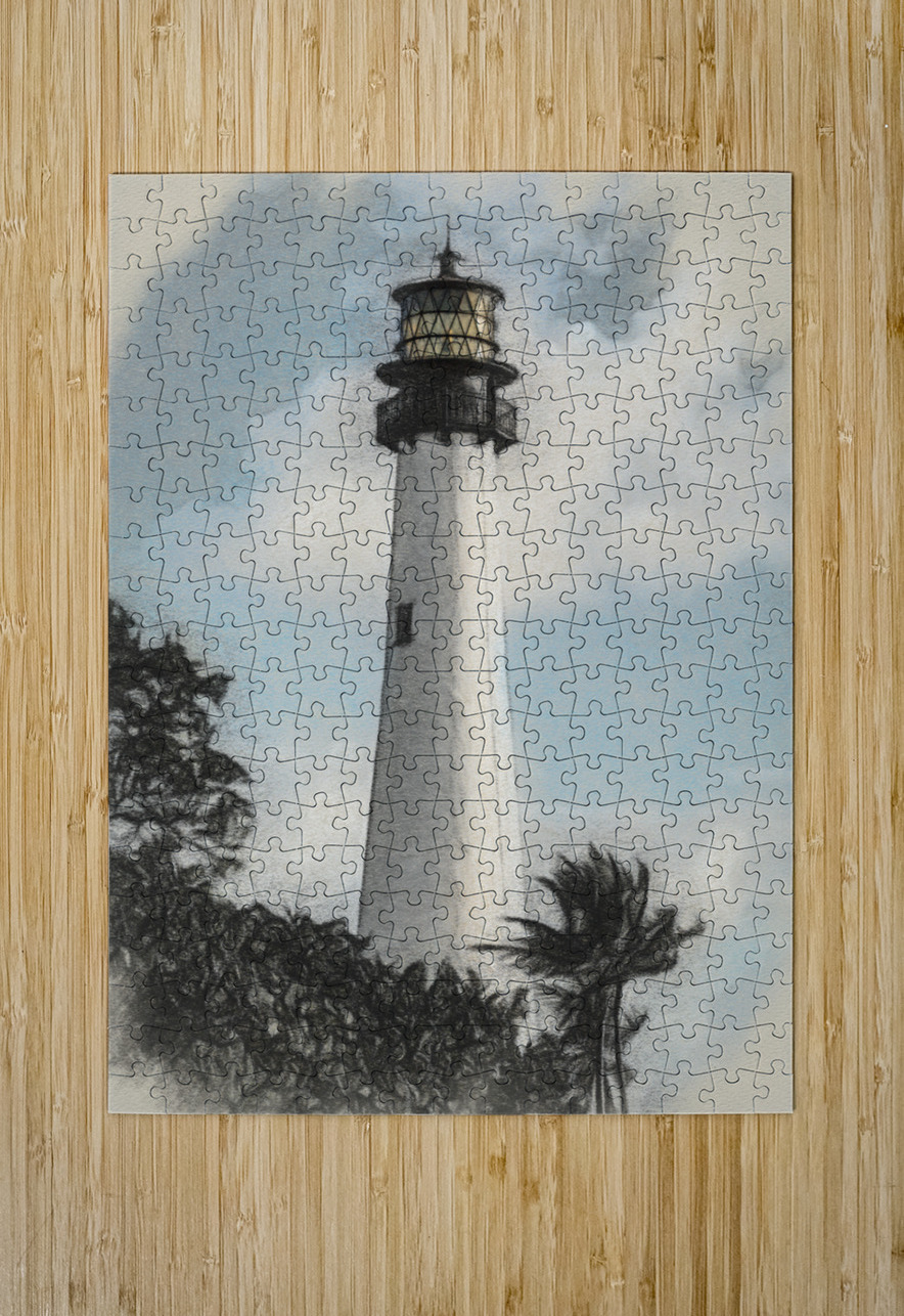 Charcoal sketch Cape Florida lighthouse  Steve Heap Puzzle printing