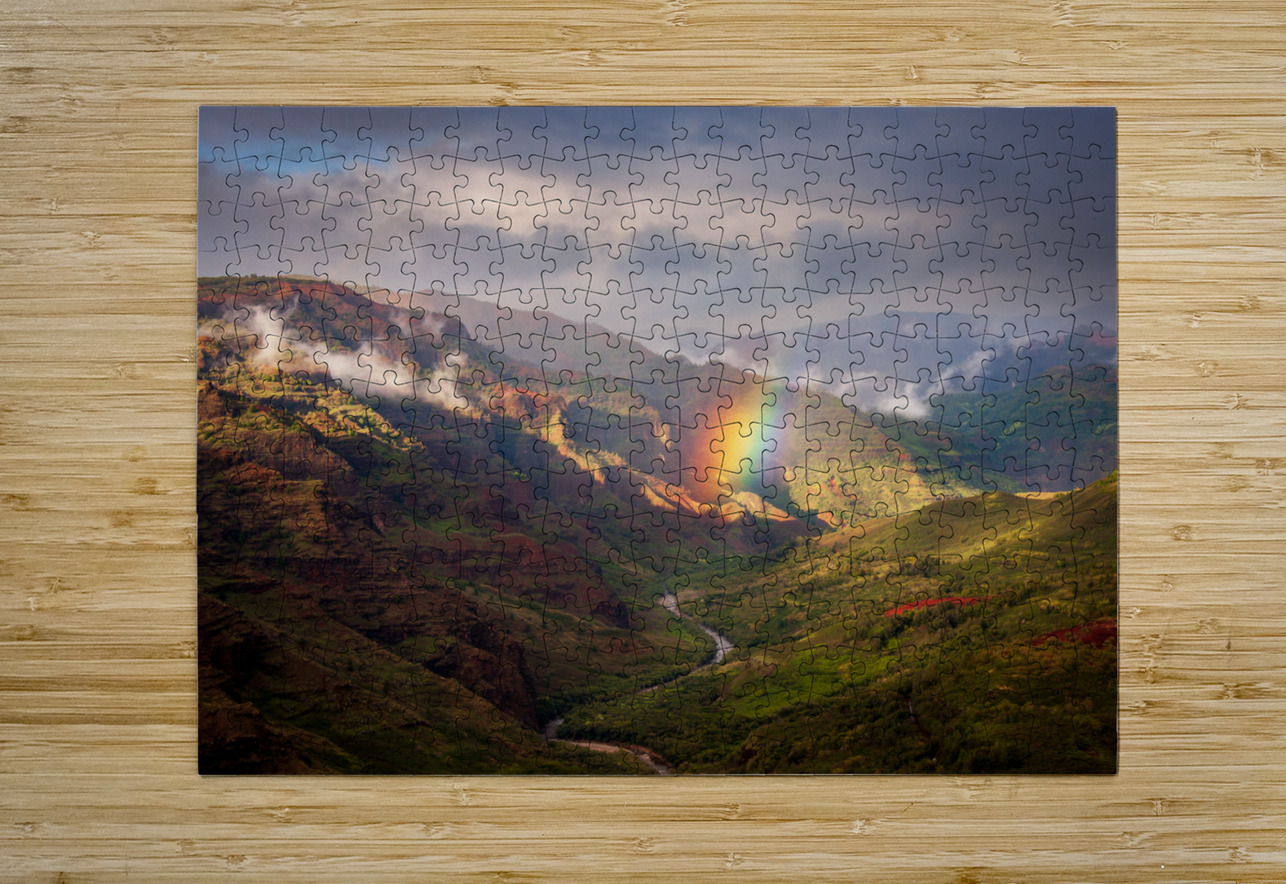Dramatic rainbow over Waimea Canyon Steve Heap Puzzle printing