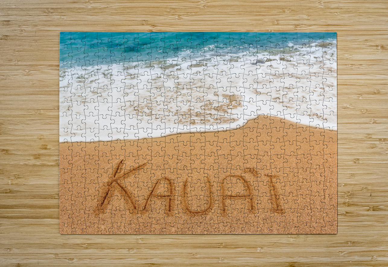 Kauai written in sandy beach Steve Heap Puzzle printing