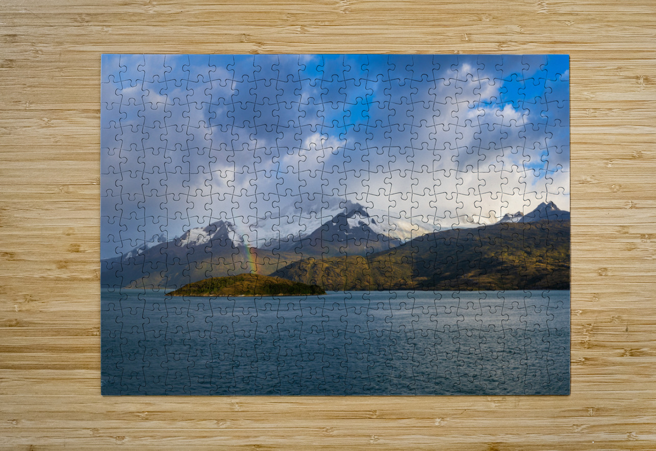 Panorama of Holanda glacier by Beagle channel with rainbow Steve Heap Puzzle printing