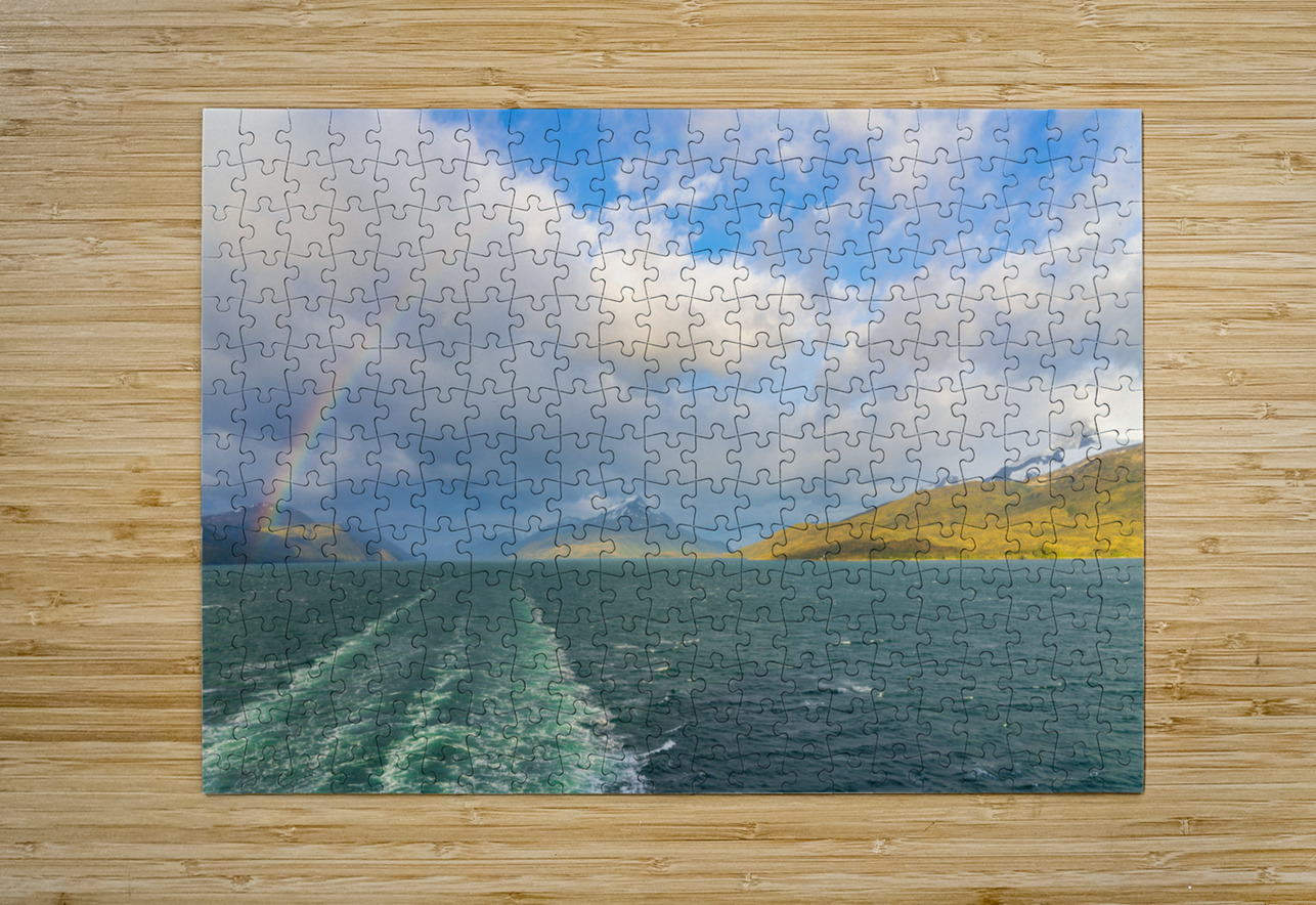 Panorama of Beagle channel with rainbow Steve Heap Puzzle printing