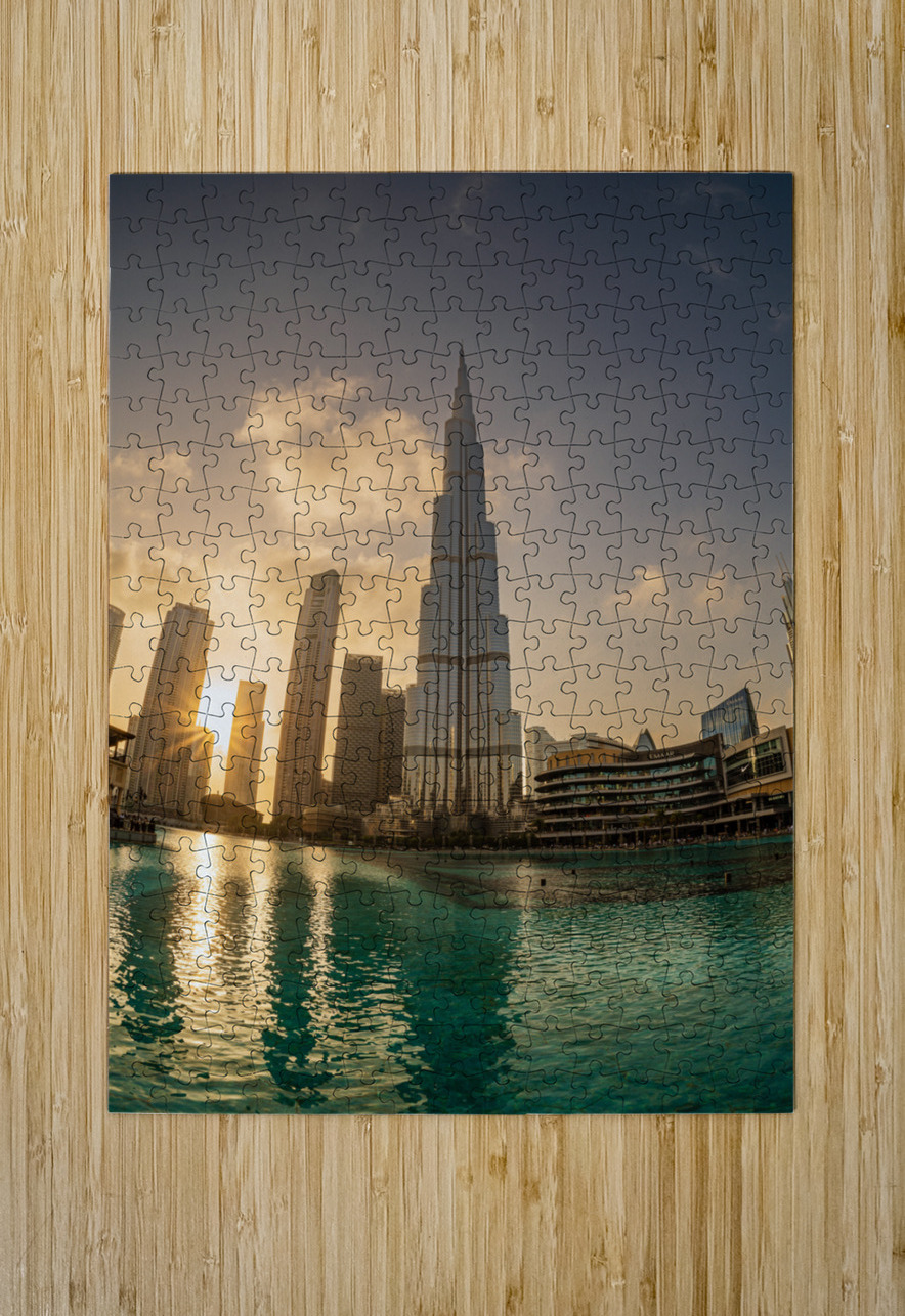 Sunset over the Dubai downtown business district Steve Heap Puzzle printing