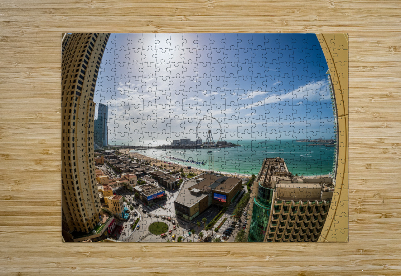 Fisheye view of Dubai observation wheel on Bluewaters Island Steve Heap Puzzle printing