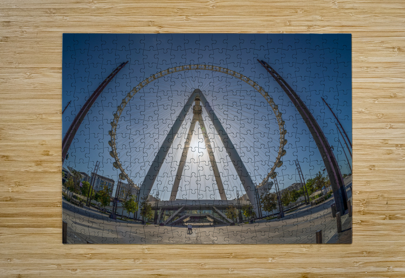 Fisheye view of Ain Dubai observation wheel on Bluewaters Island Steve Heap Puzzle printing