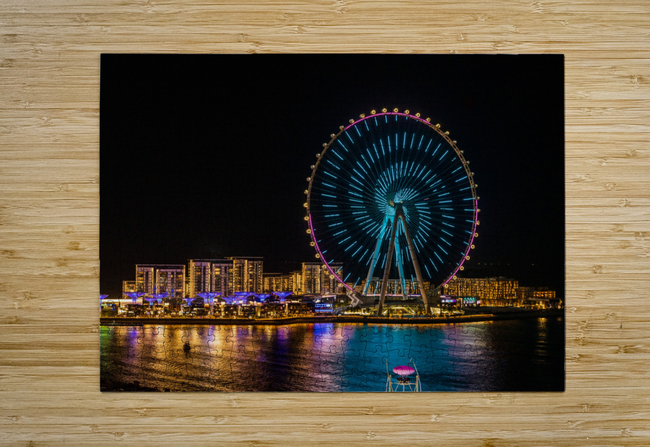 Light show on Ain Dubai observation wheel at sunset Steve Heap Puzzle printing