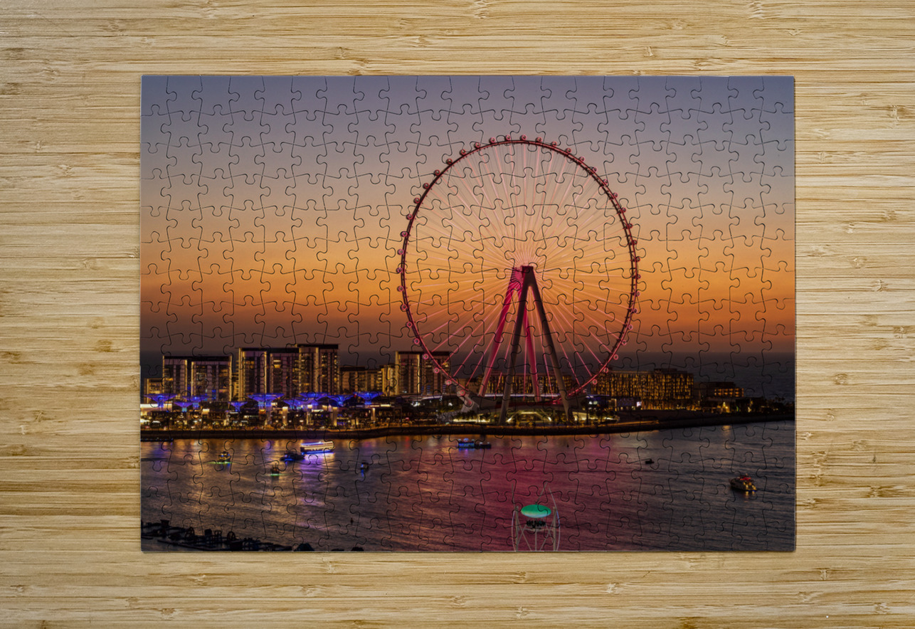 Light show on Ain Dubai observation wheel at sunset Steve Heap Puzzle printing