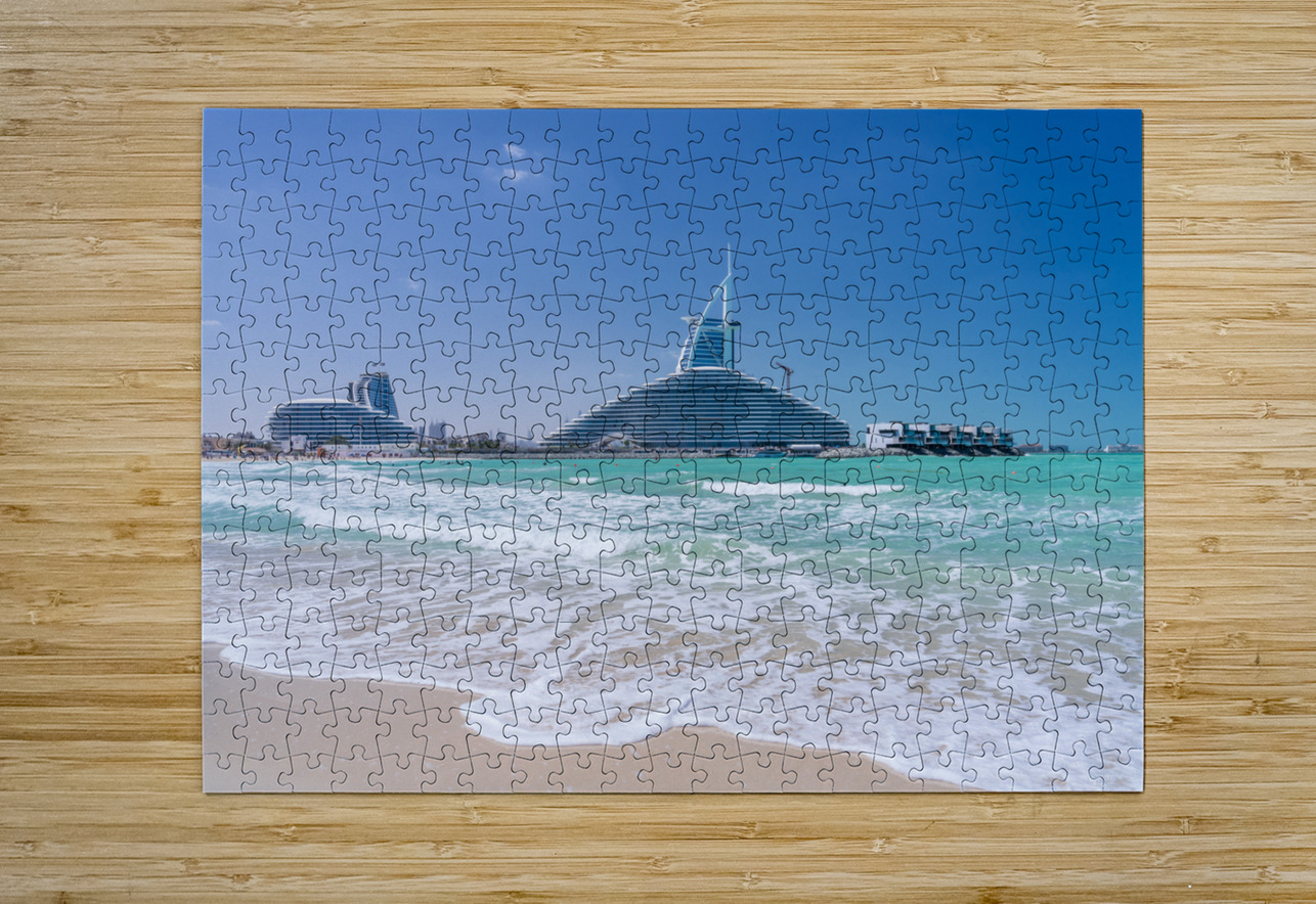 Iconic Burj al Arab behind newly constructed Marsa al Arab hotel Steve Heap Puzzle printing
