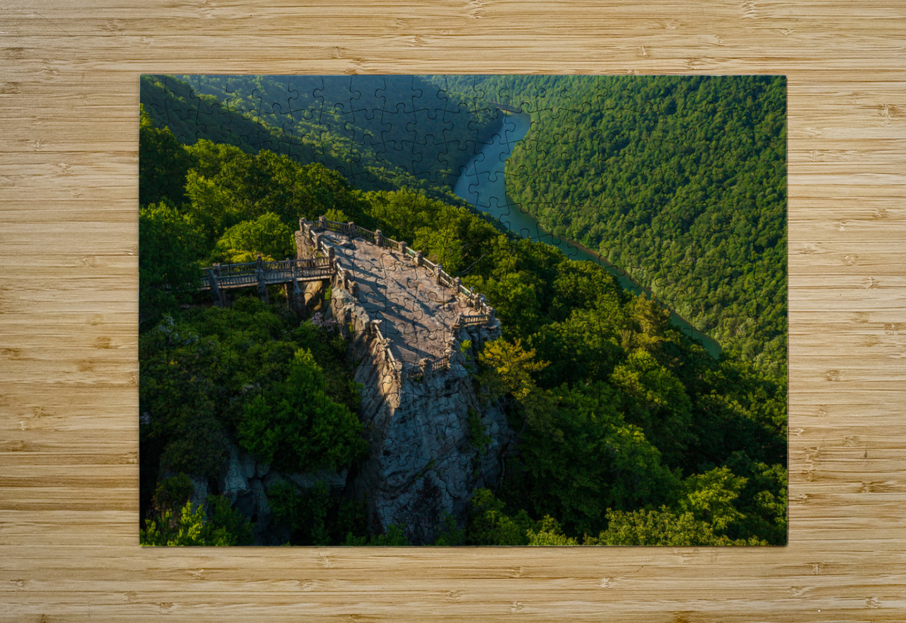 Aerial panorama of Cheat River Gorge overlook Steve Heap Puzzle printing