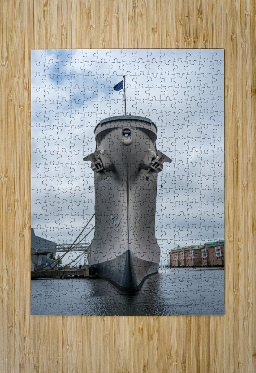 Prow of the USS Wisconsin warship docked in Norfolk Virginia Steve Heap Puzzle printing