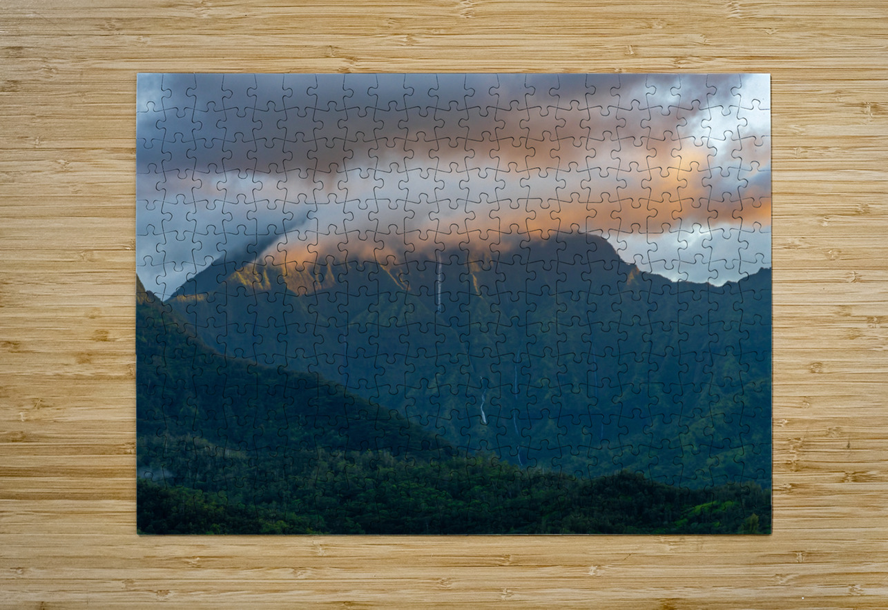 Sunset over the mountains of Hanalei Bay Steve Heap Puzzle printing