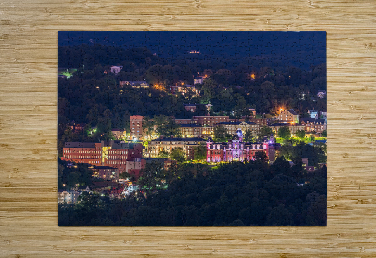 Downtown campus of West Virginia university at nightfall Steve Heap Puzzle printing