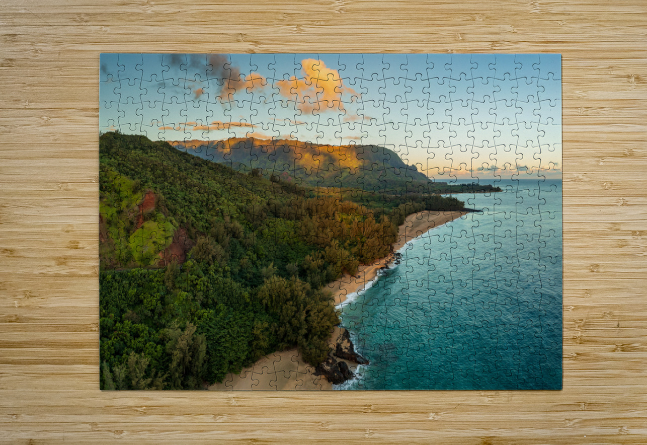 Aerial image of Lumahai Beach on the north shore of Kauai Steve Heap Puzzle printing