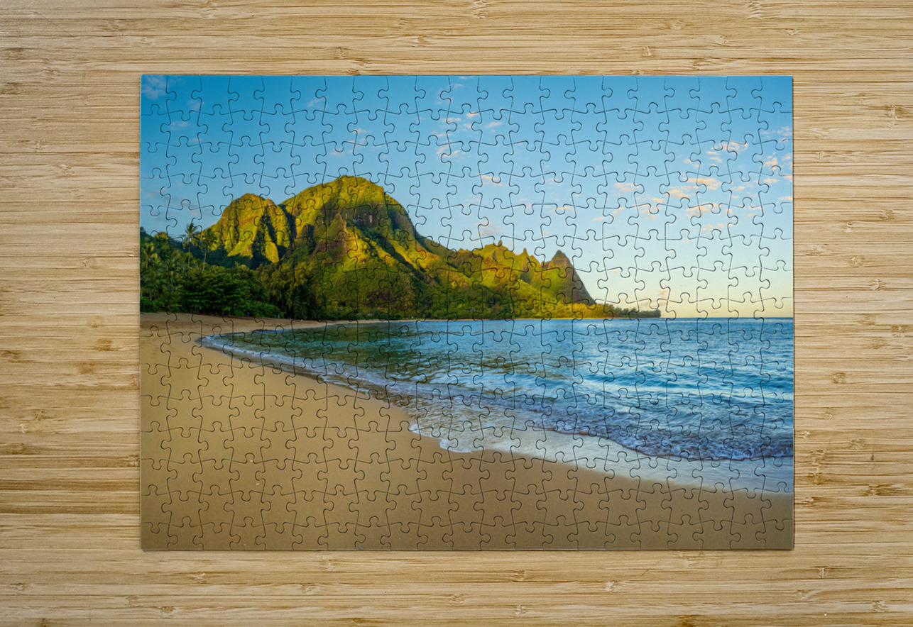 Early morning sunrise over Tunnels Beach on Kauai in Hawaii Steve Heap Puzzle printing