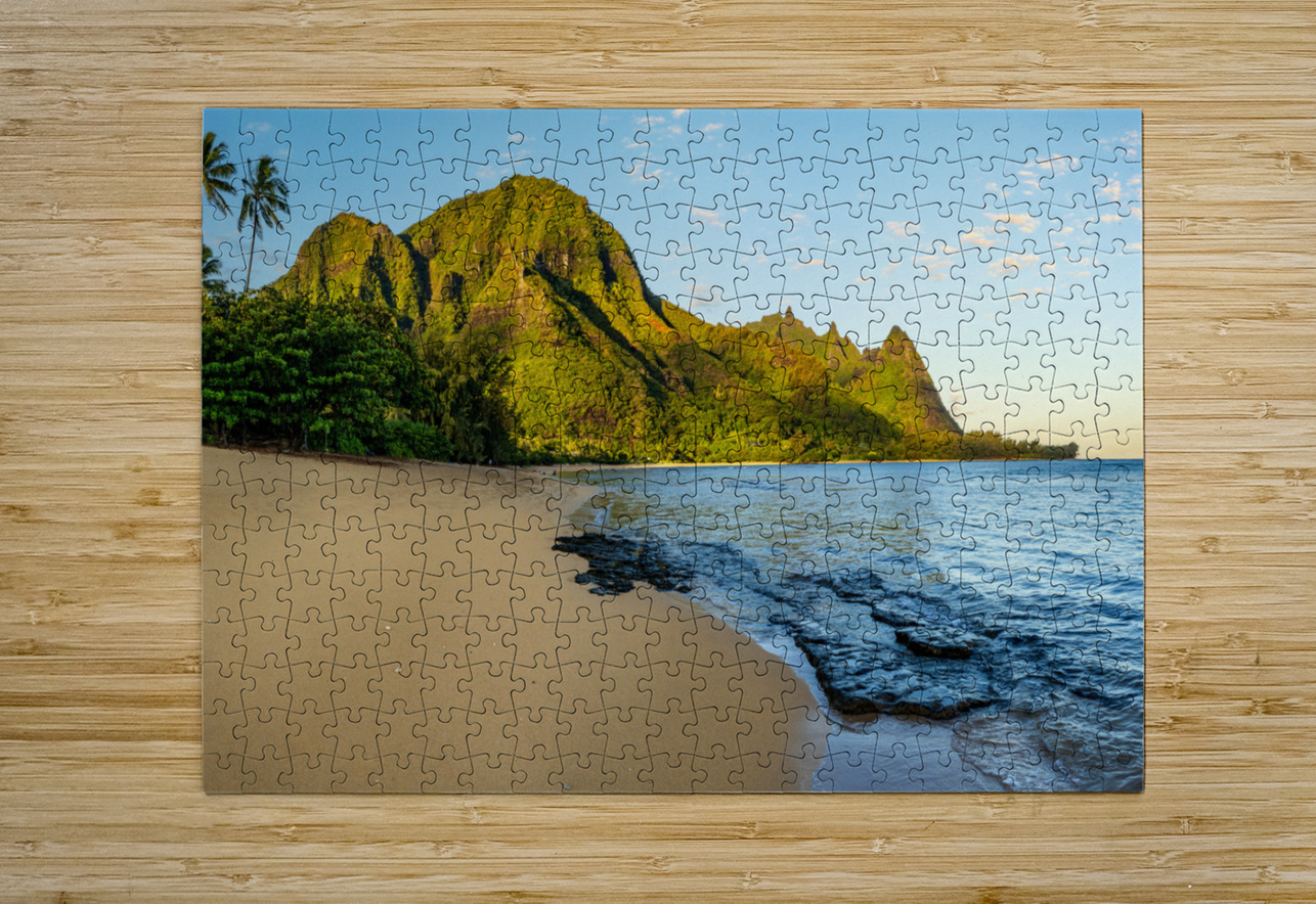 Early morning sunrise over Tunnels Beach on Kauai in Hawaii Steve Heap Puzzle printing