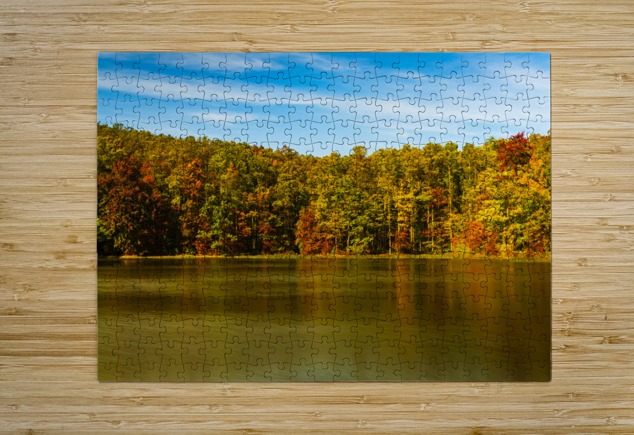 Fall leaves surround reservoir in Coopers Rock State Forest in W Steve Heap Puzzle printing