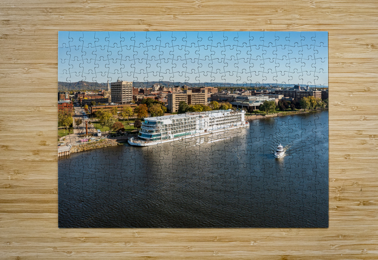 Viking Mississippi docked La Crosse Wisconsin on the Mississippi River Steve Heap Puzzle printing