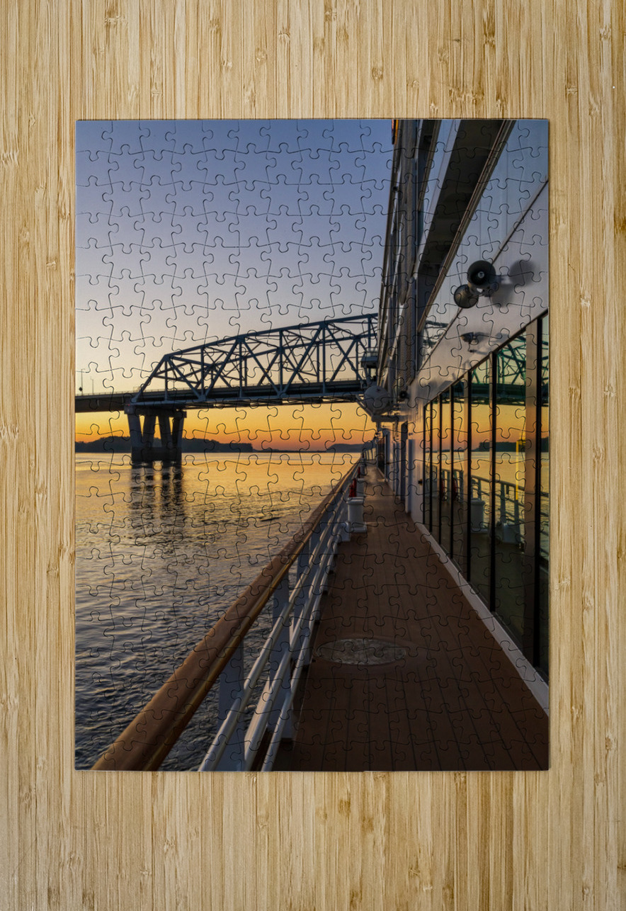 River cruise boat sails to Mark Twain Memorial road bridge Steve Heap Puzzle printing