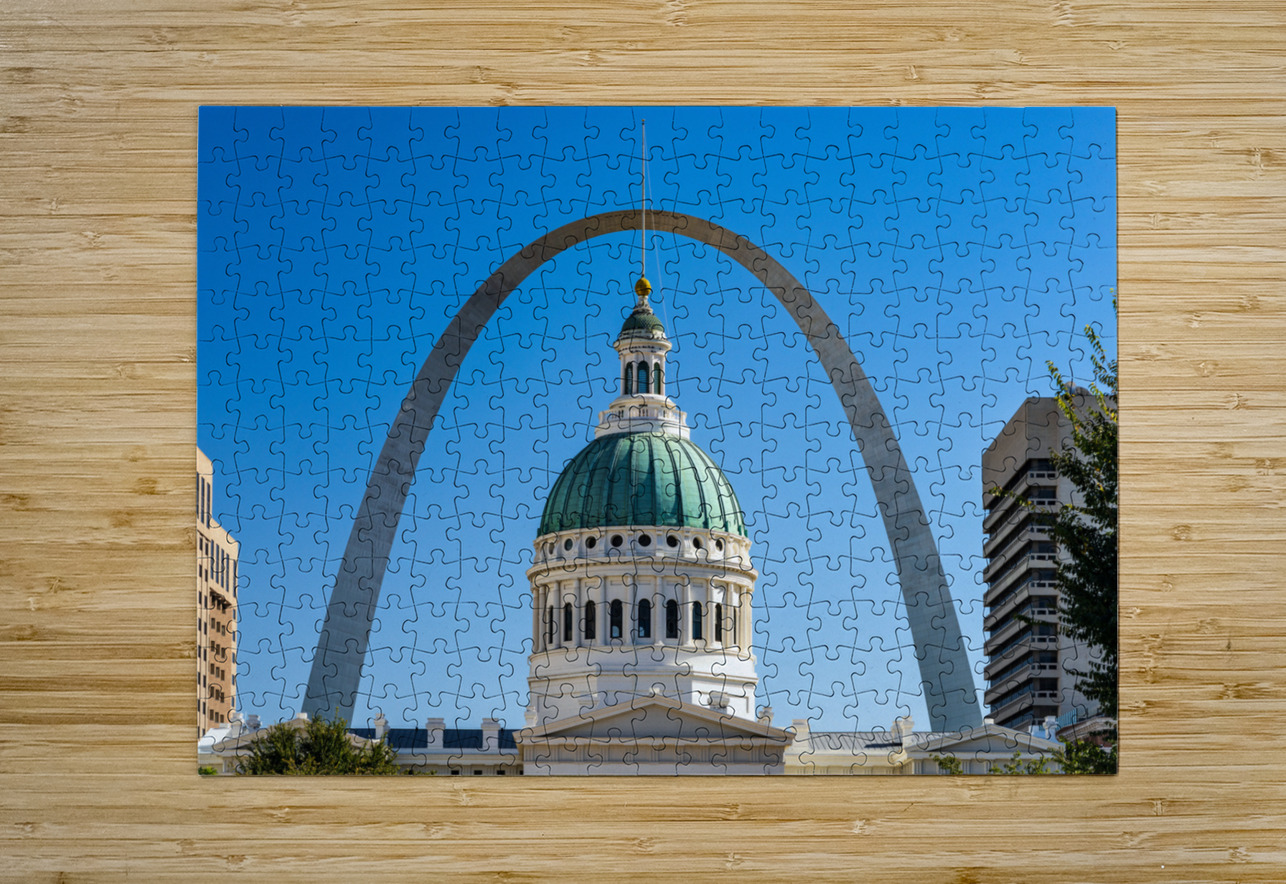 Dome of Old Courthouse in St Louis Missouri against Gateway arch Steve Heap Puzzle printing