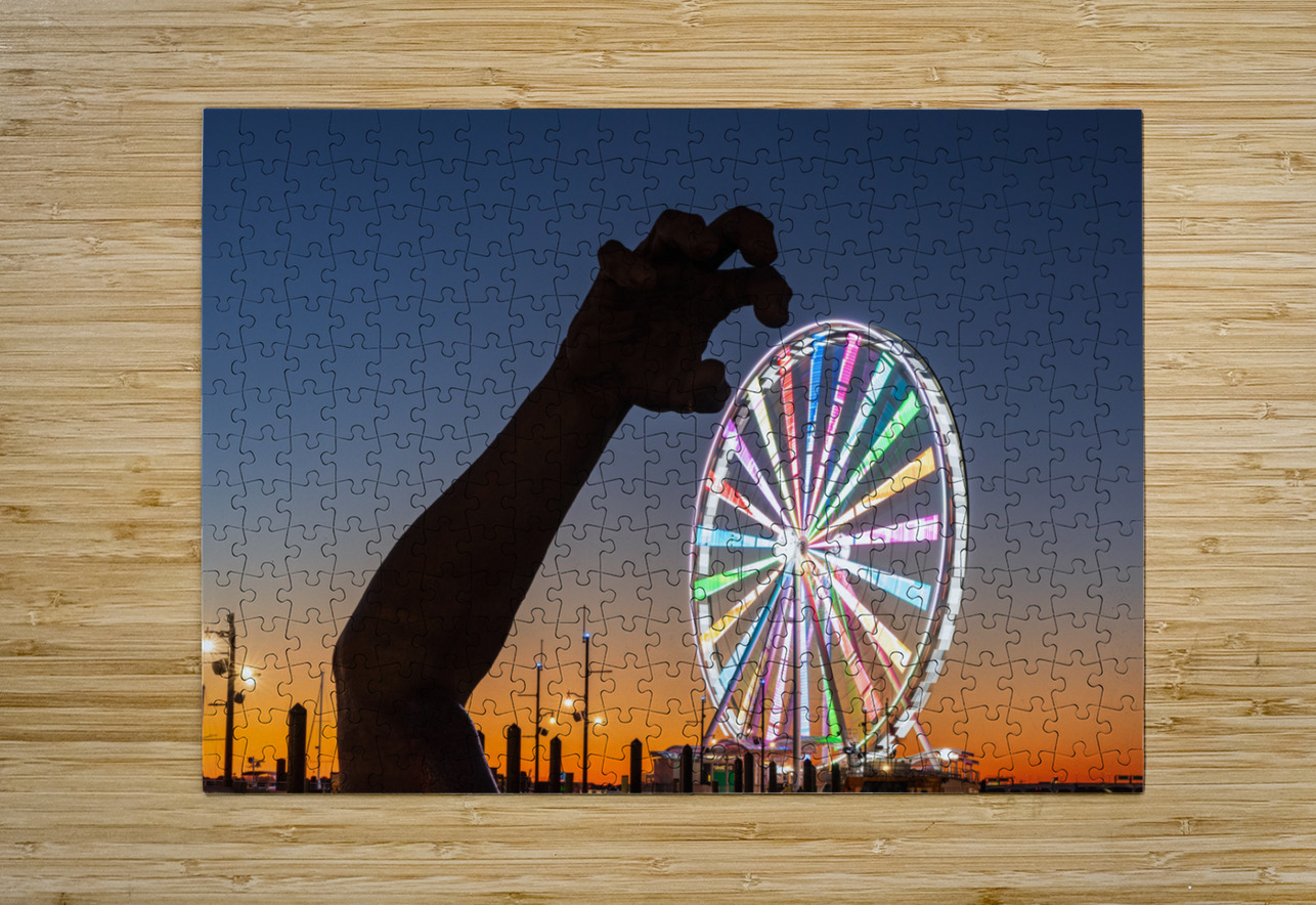 Ferris wheel and The Awakening sculpture Steve Heap Puzzle printing