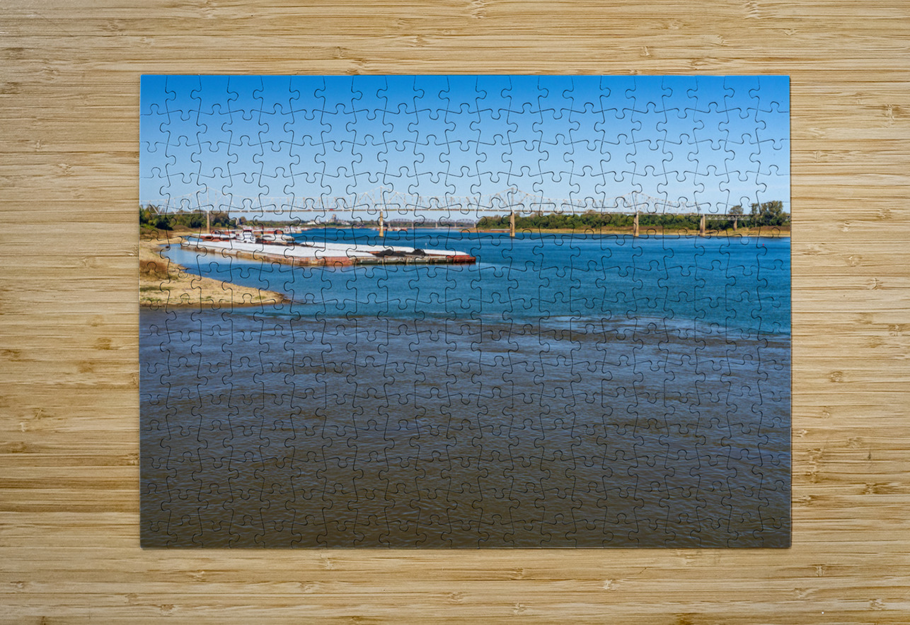 Bridge with Blue clear water from Ohio river meets brown Steve Heap Puzzle printing