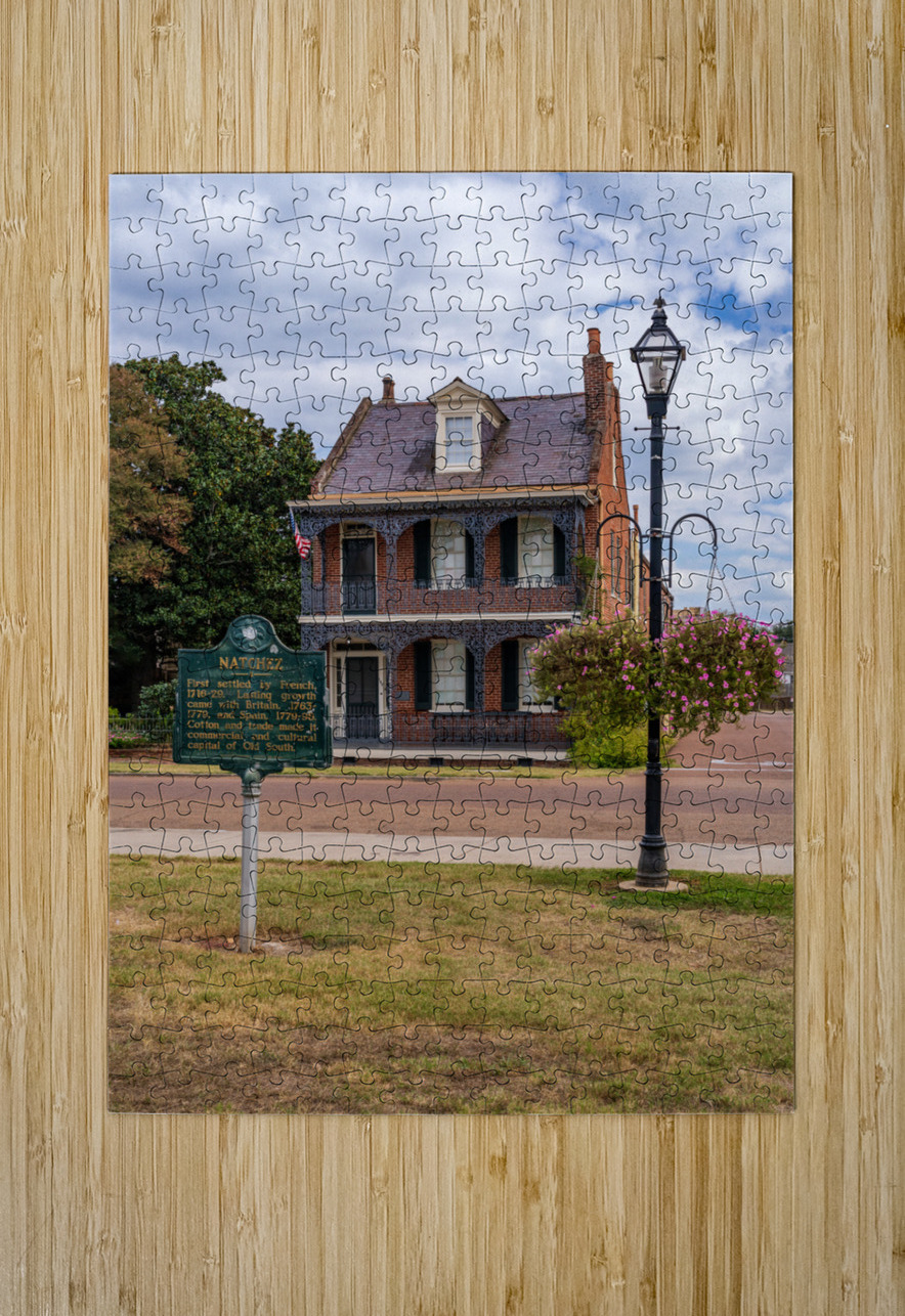 Facade of antebellum home in Natchez in Mississippi Steve Heap Puzzle printing