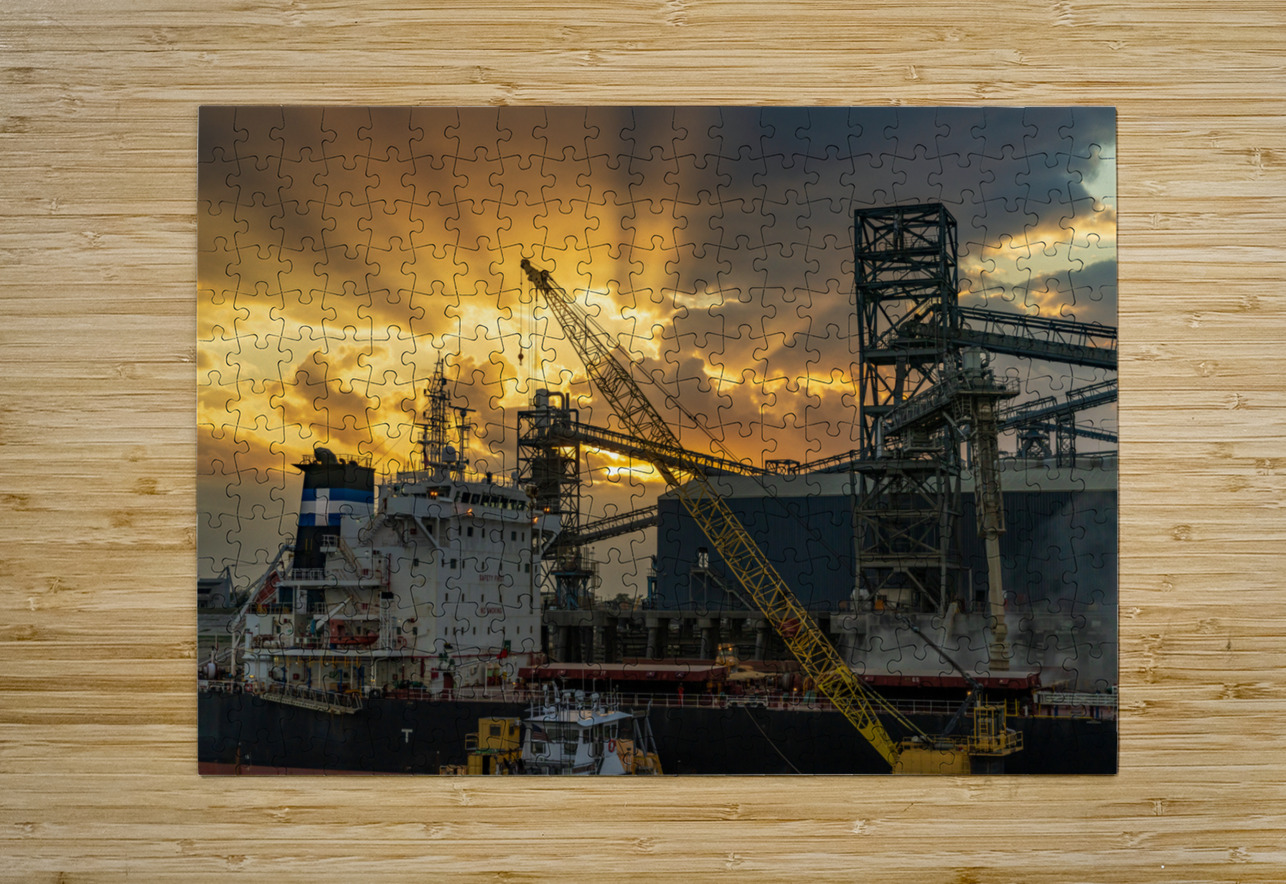 Sunset over Port Allen on Mississippi river in Baton Rouge Loui Steve Heap Puzzle printing