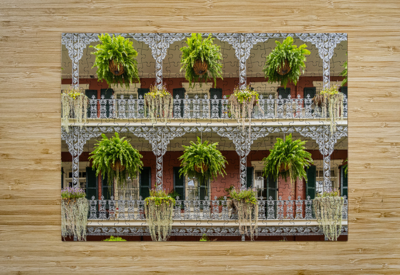 Traditional wrought iron balcony on brick New Orleans house Steve Heap Puzzle printing