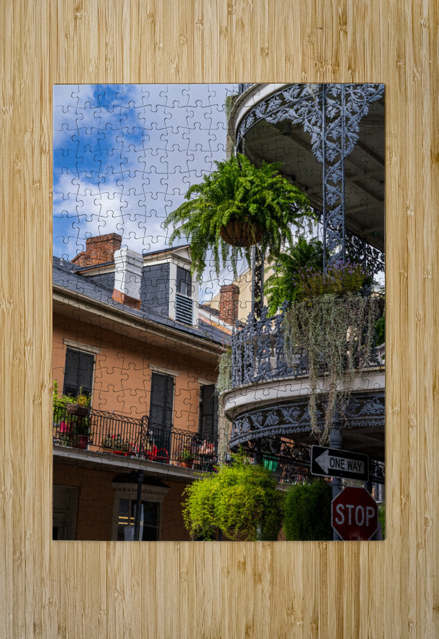 Traditional wrought iron balcony on brick New Orleans house Steve Heap Puzzle printing