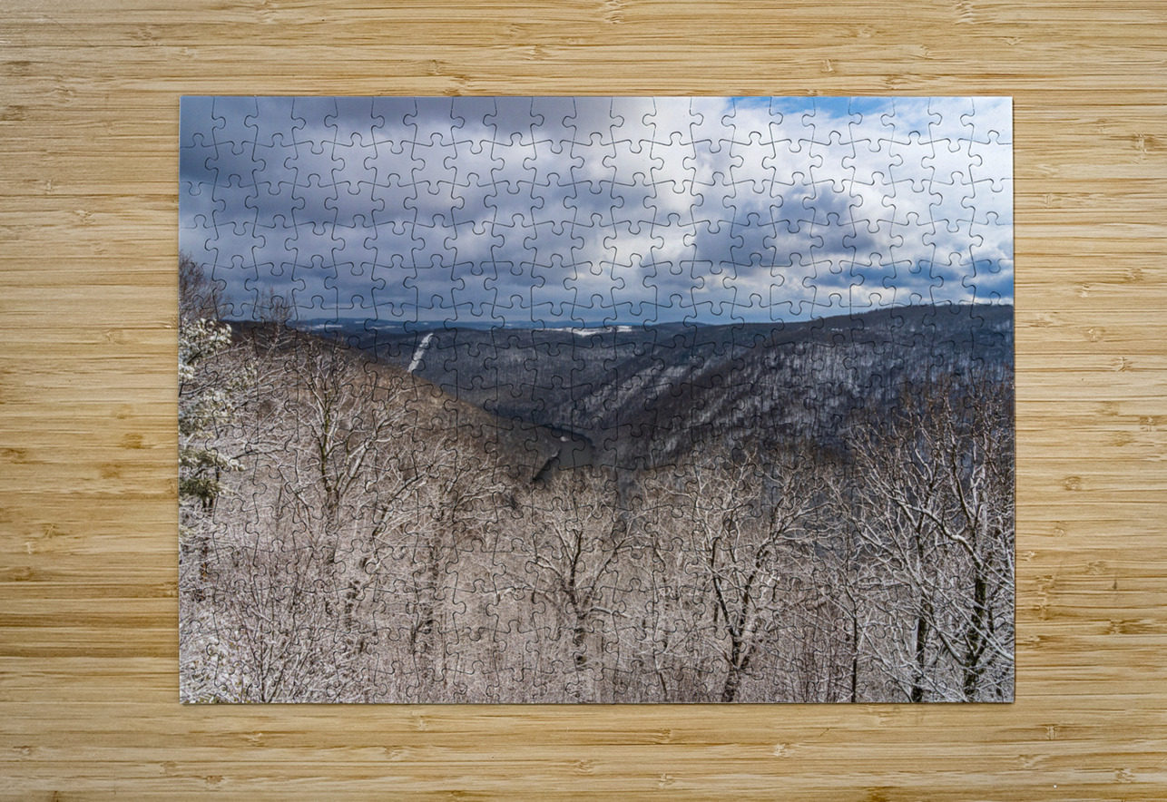 Snowy Cheat River Canyon at Coopers Rock on winter afternoon Steve Heap Puzzle printing