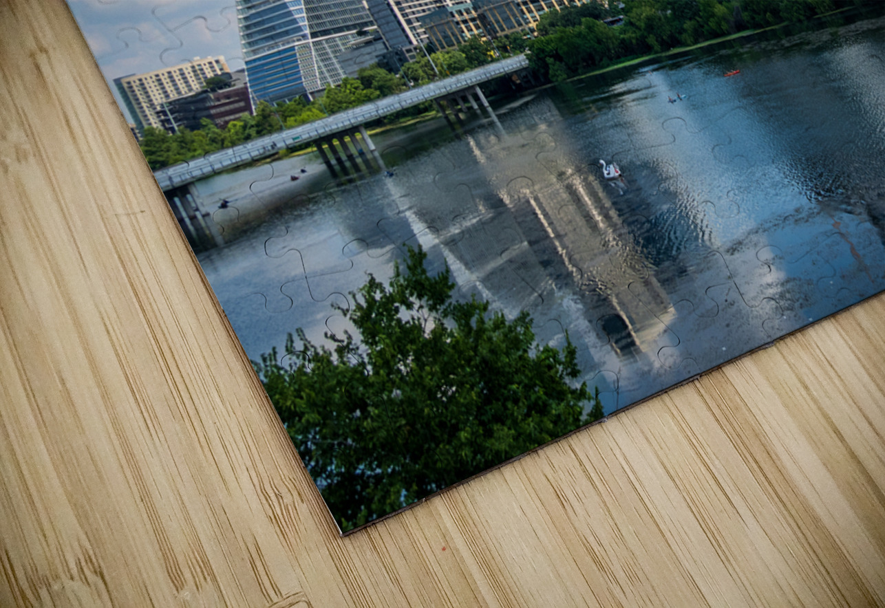 Cityscape of offices in Austin Texas across Lady Bird Lake Steve Heap Puzzle