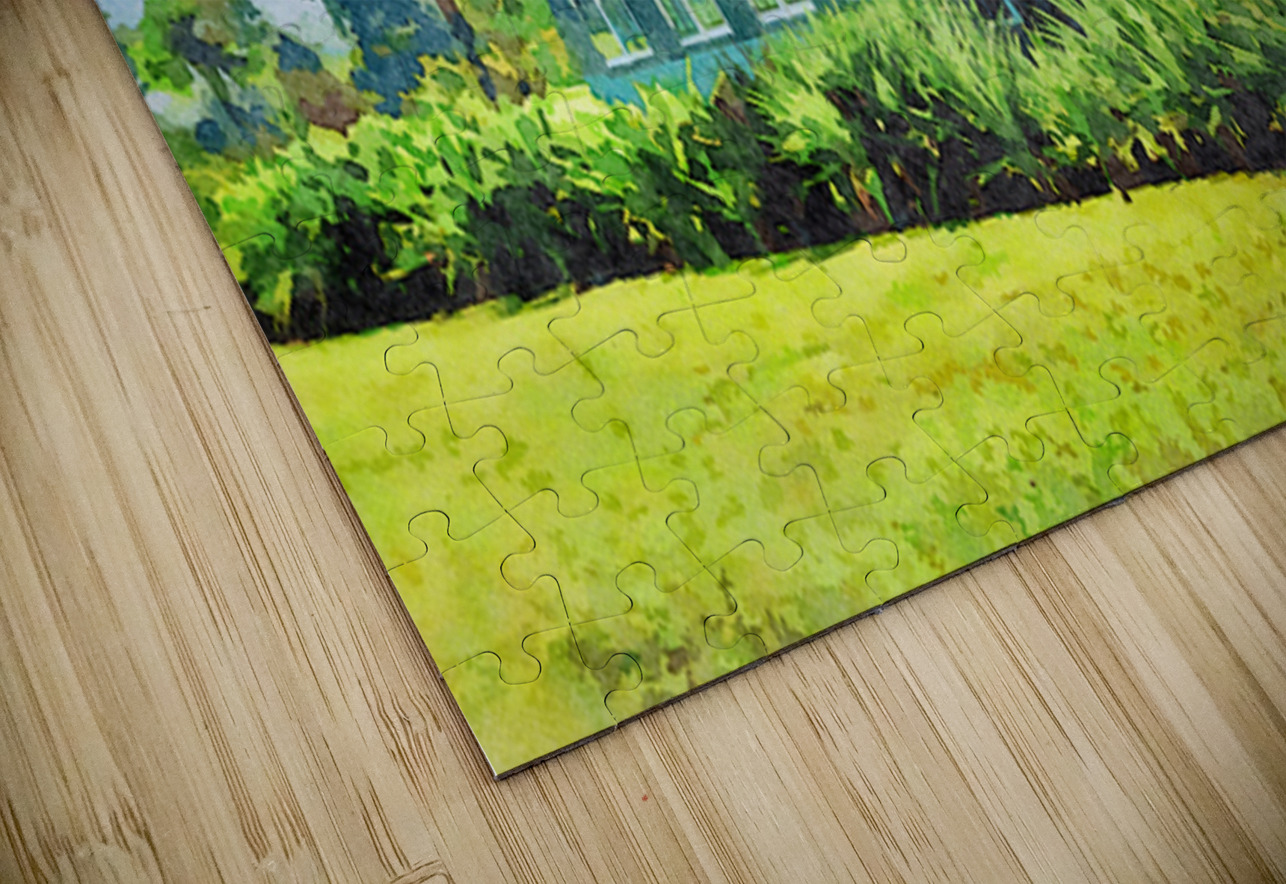 Watercolor painting of Mission or Green Church in Hanalei Kauai Steve Heap Puzzle