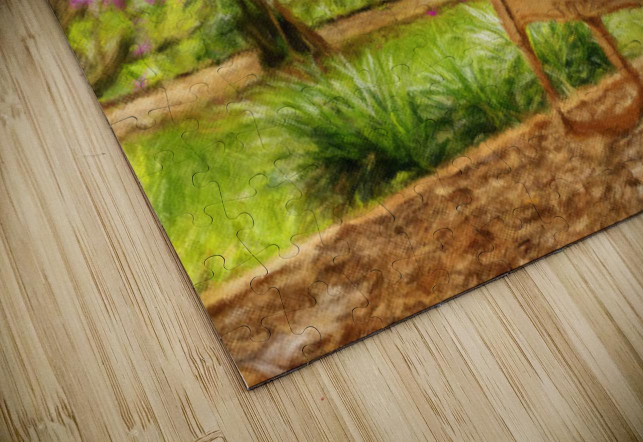 Oil painting of vintage wooden rocking chair with a straw hat re Steve Heap Puzzle