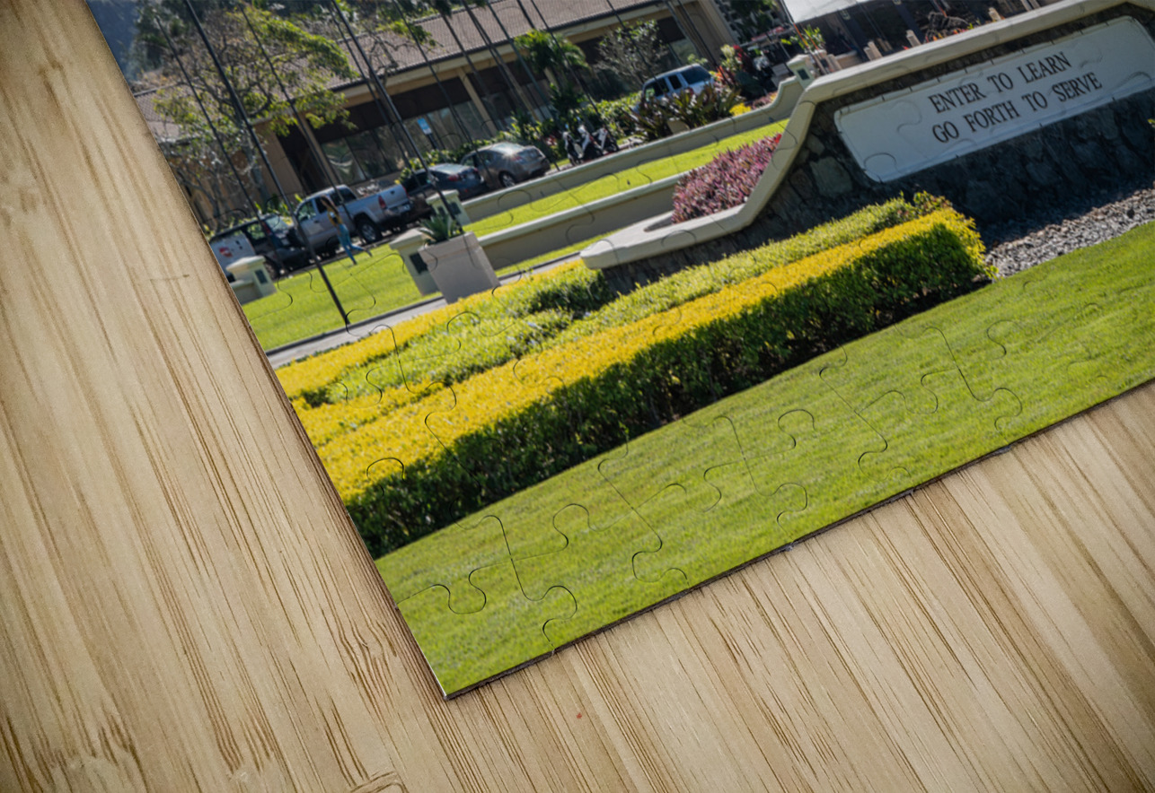 Entrance to Brigham Young University Hawaii Steve Heap Puzzle