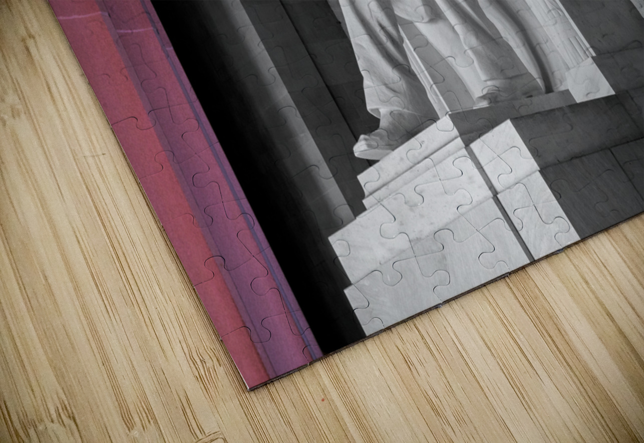 President Lincoln statue with pillars lit in red and blue Steve Heap Puzzle