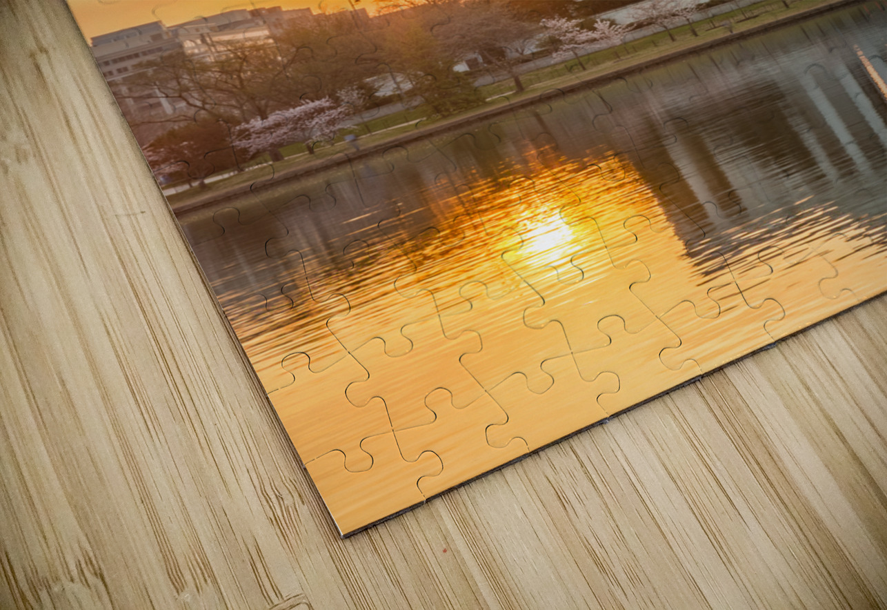 Sun rising by Cherry Blossoms and Jefferson Memorial Steve Heap Puzzle