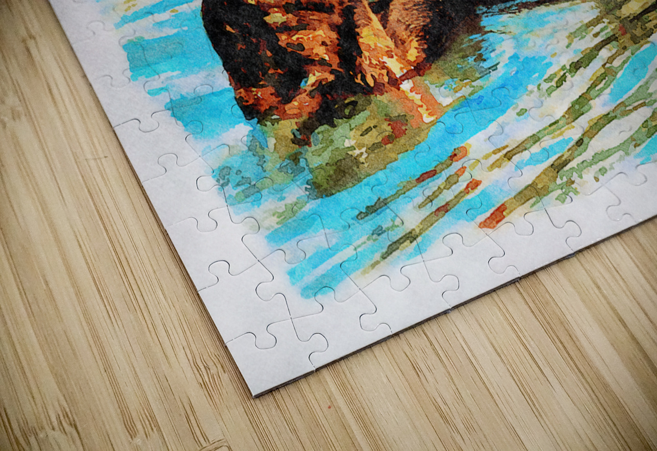 Digital watercolor of Sea Otter floating in the sea Steve Heap Puzzle