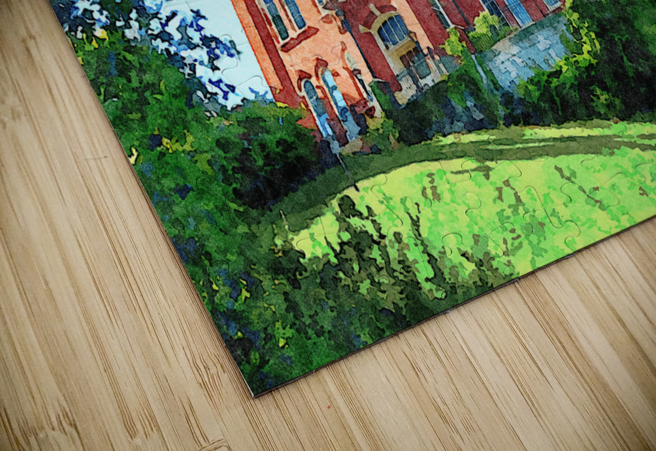 Water color of Woodburn Hall at WVU in Morgantown Steve Heap Puzzle