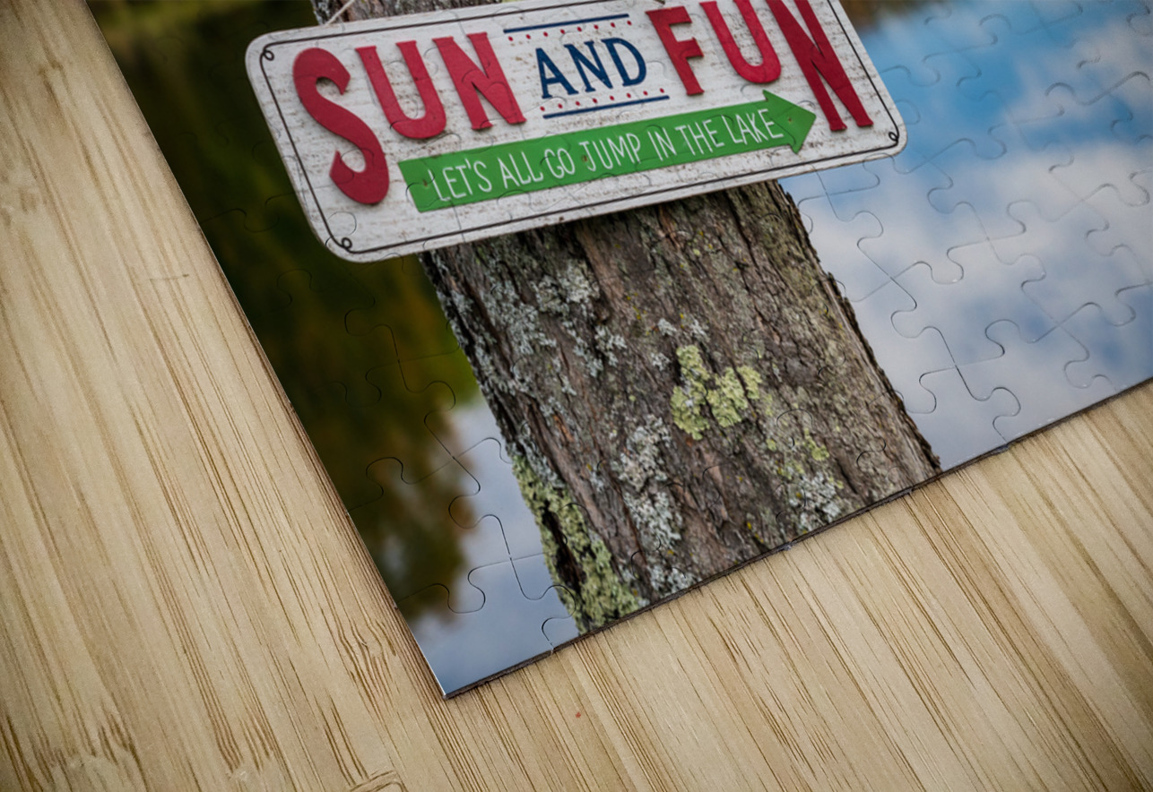 Sun and Fun swimming sign by Silver Lake Vermont Steve Heap Puzzle