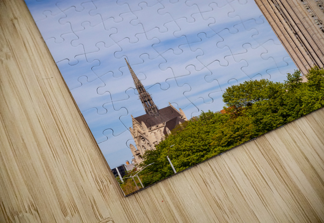 Vertical view of Cathedral of Learning at University of Pittsburgh Steve Heap Puzzle