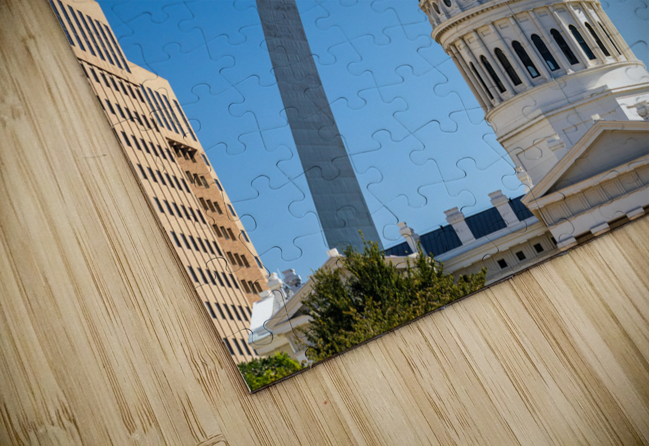 Dome of Old Courthouse in St Louis Missouri against Gateway arch Steve Heap Puzzle