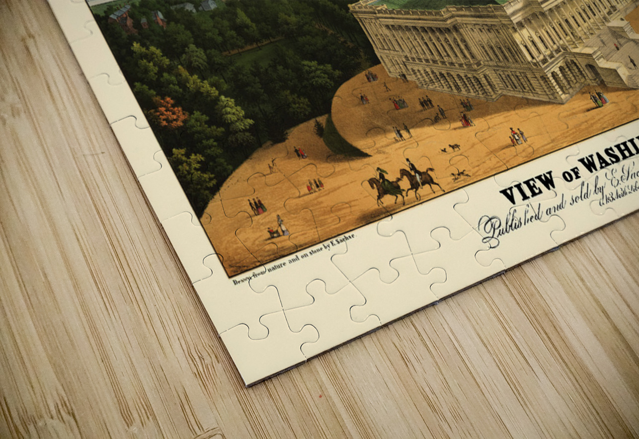 Low-angle birds-eye view of central Washington DC from 1852 Steve Heap Puzzle