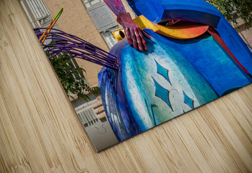 Tracking the end of the rainbow scuplture of cowboy on horse in  Steve Heap puzzle