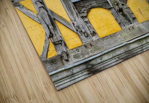 Detail of framing around a window of 13th Century fortified mano Steve Heap puzzle