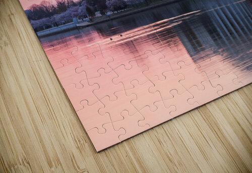 Pink colors of Cherry Blossom and Jefferson Memorial at sunrise Steve Heap puzzle